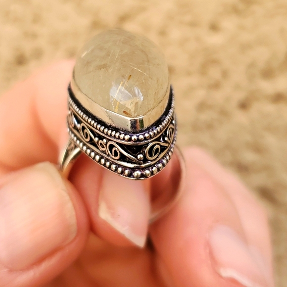 New Golden Rutile 925 Silver Ring. - Picture 9 of 13